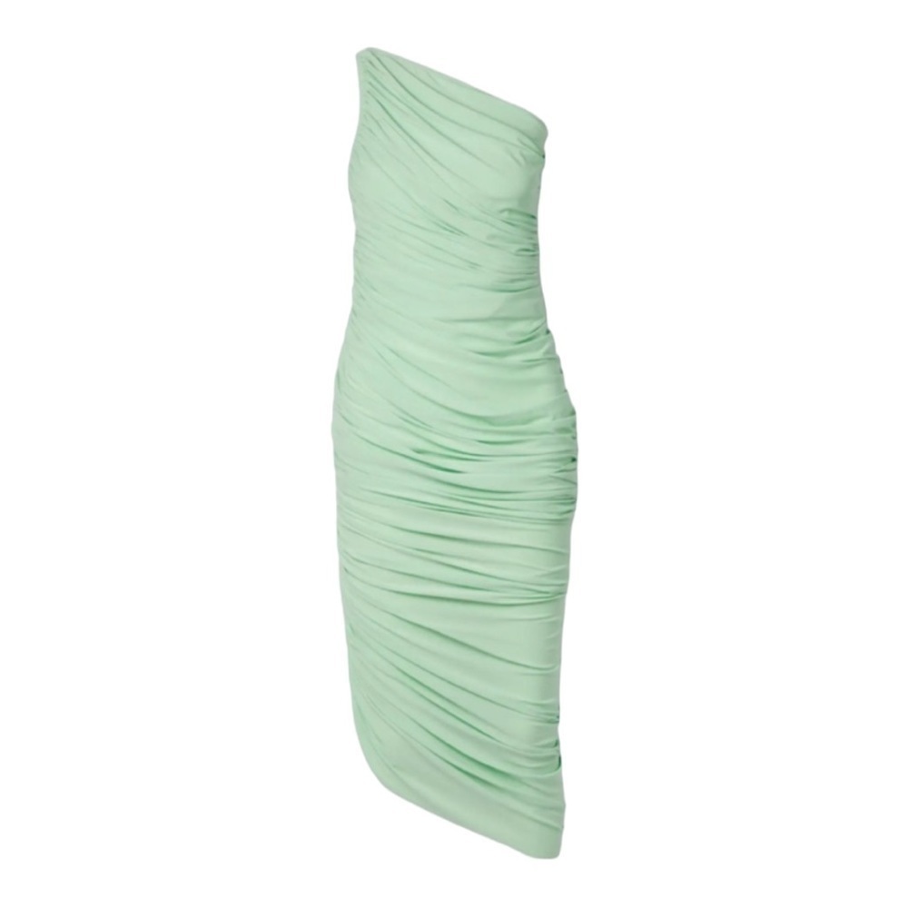 Norma Kamali One-Shoulder Ruched Midi Dress in Seafoam (38/M) - Picture 3 of 7